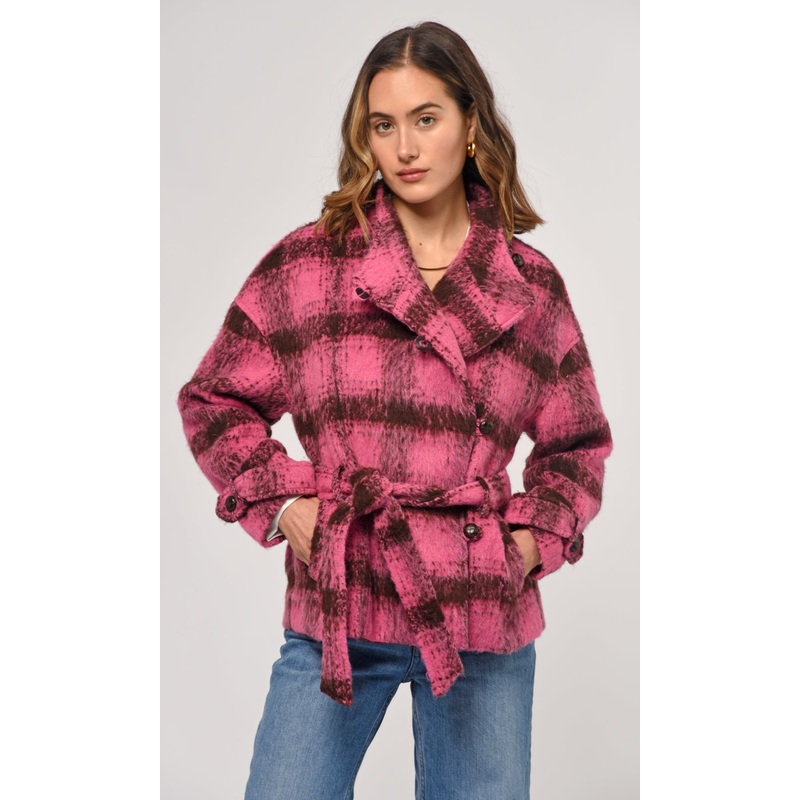 Reggie Brushed Plaid Jacket FUCHSIA
