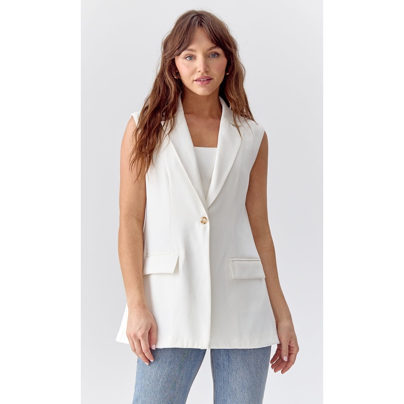 Monse Sleeveless Blazer WHITE