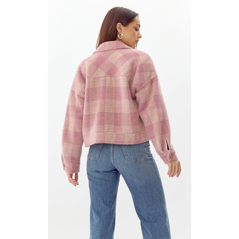 Nate Cozy Plaid Cropped Jacket MAUVE-TAUPE
