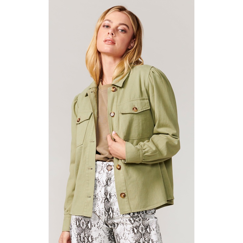 Alexia Cotton Twill Puff Sleeve Shirt Jacket