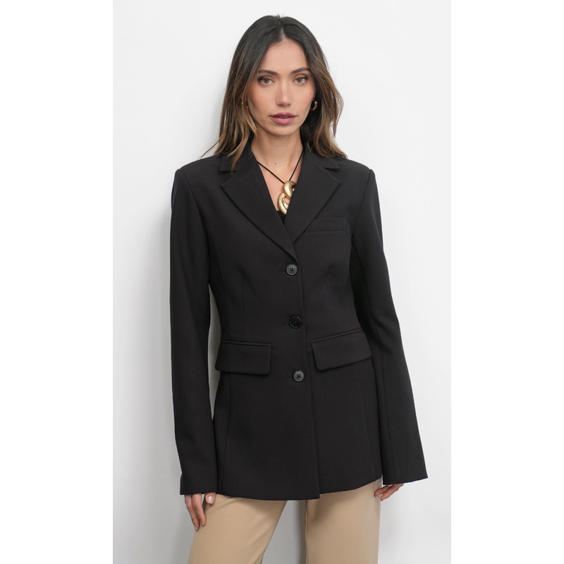 Yellis Pinched Waist Blazer BLACK