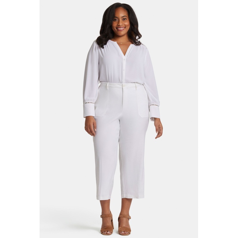 Wide Leg Cargo Capri Pants In Plus Size – Optic White