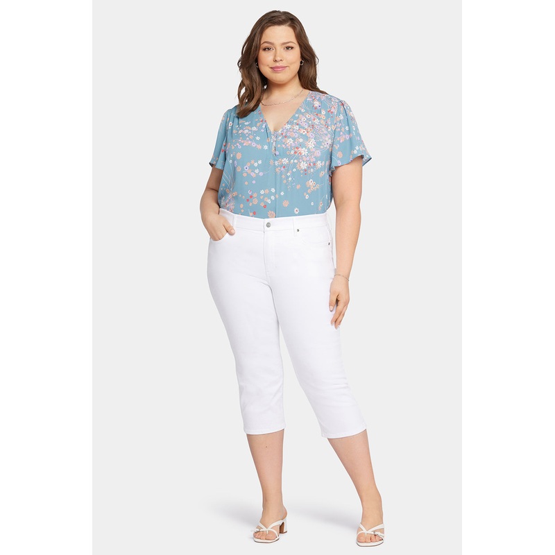 Waist-Match Slim Straight Crop Jeans In Plus Size – Optic White