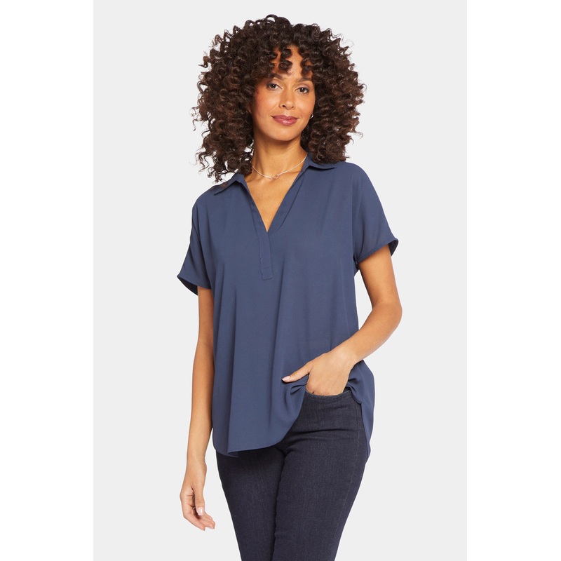 Becky Short Sleeved Blouse – Oxford Navy