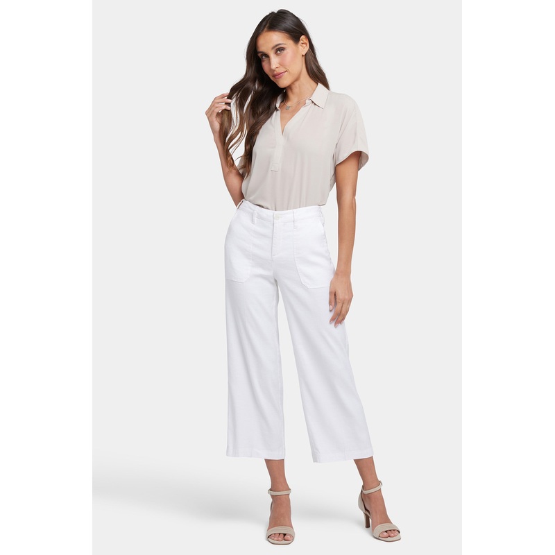 Wide Leg Cargo Capri Pants In Petite – Optic White