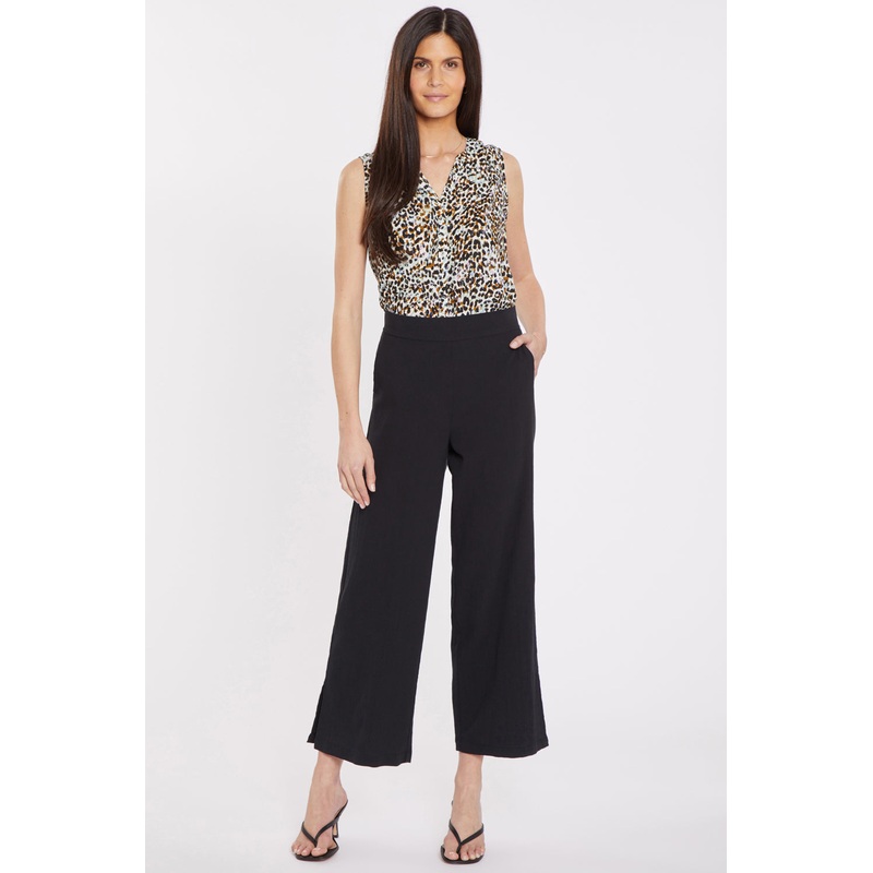 Wide Leg Ankle Pull-On Pants – Black