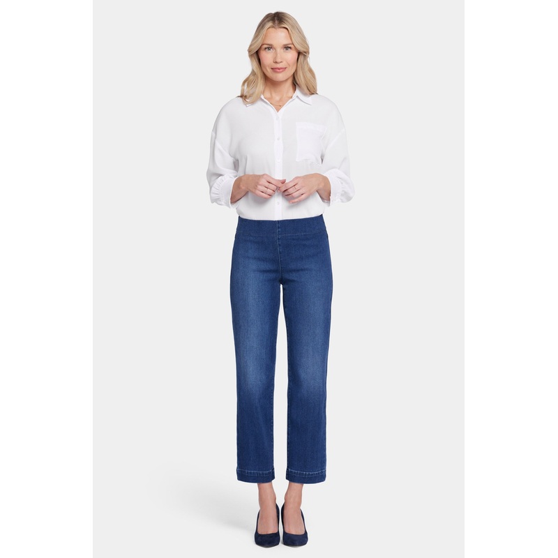 Bailey Relaxed Straight Ankle Pull-On Jeans In Petite – Mission Blue