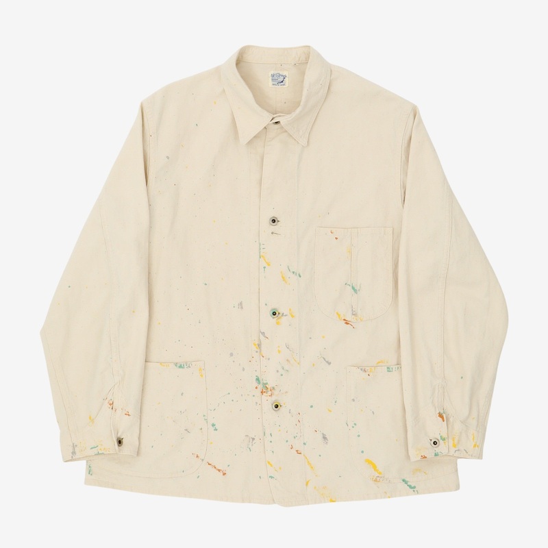 1940s Coverall Jacket (Paint Splatter) Ecru
