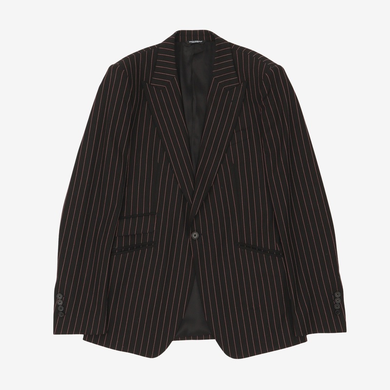 3-Piece Pinstripe Suit Black-Red