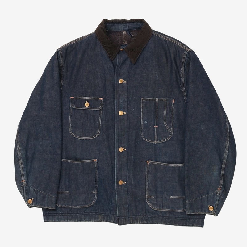 1940s Blanket Lined Denim Chore Coat Blue