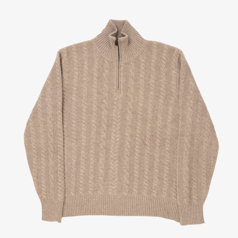 1/4 Zip Cashmere Sweater Beige