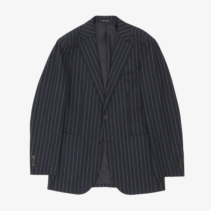Wool Pinstripe Havana Suit Navy