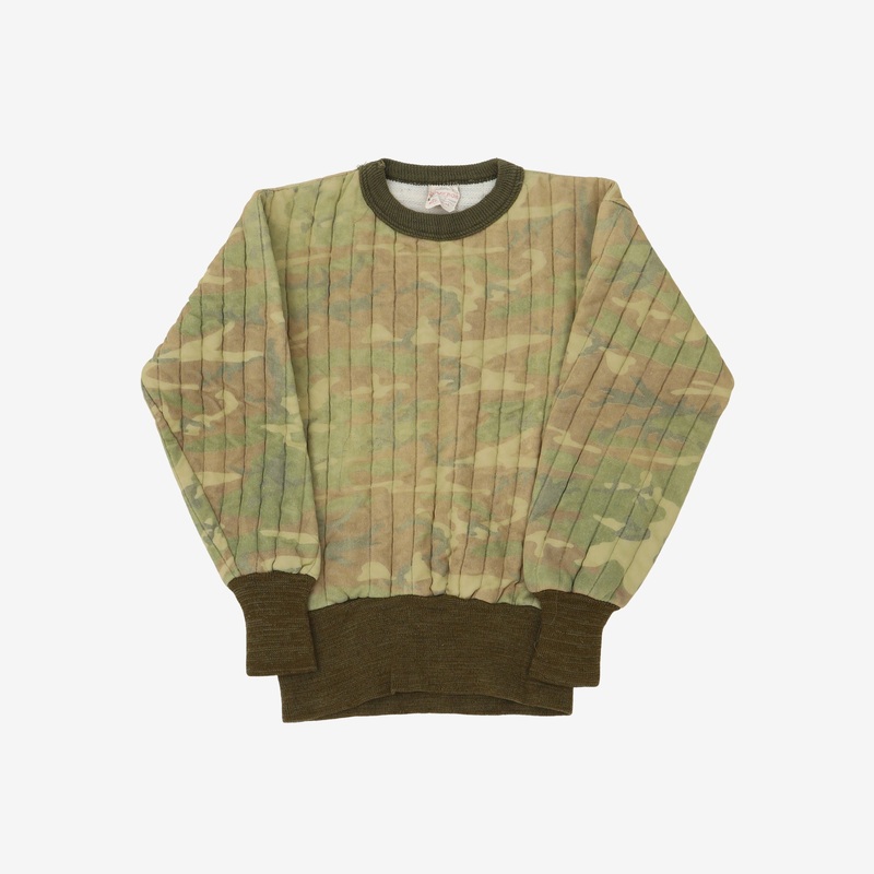 1970s Hollofil 808 Quilted Thermal Sweatshirt Green