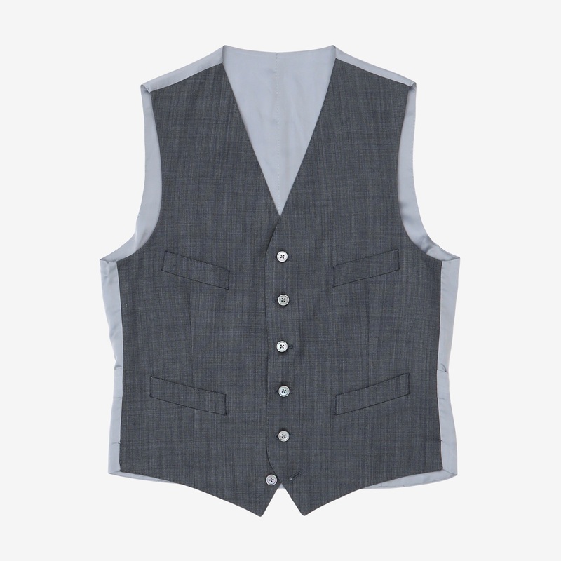 Wool Silk Waistcoat Navy