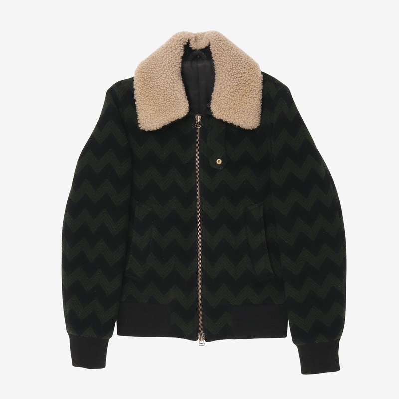 Zig Zag Shearling Jacket Green