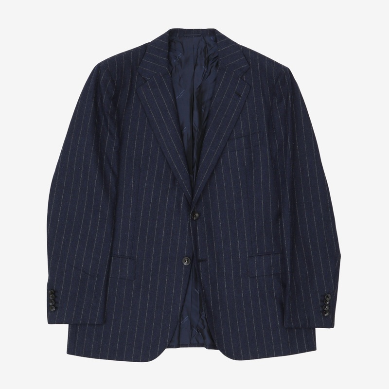 Wool Pinstripe Suit Navy
