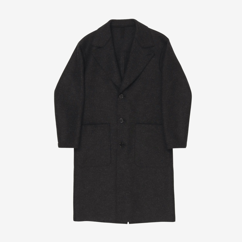 Anthracite Single Breasted Wool Coat Dark Grey