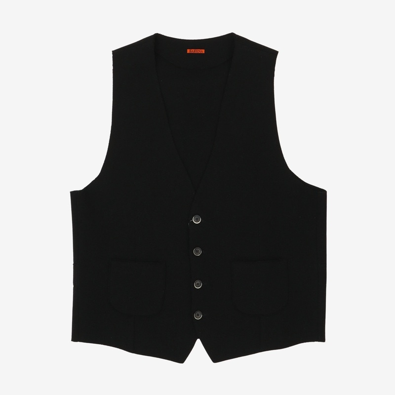 Wool Knit Waistcoat Black