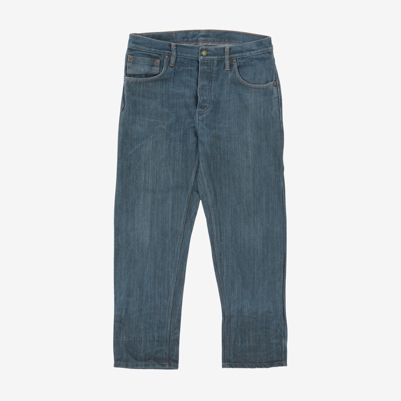 12oz Handloom Natural Indigo Dyed Denim (34W x 28L) Blue