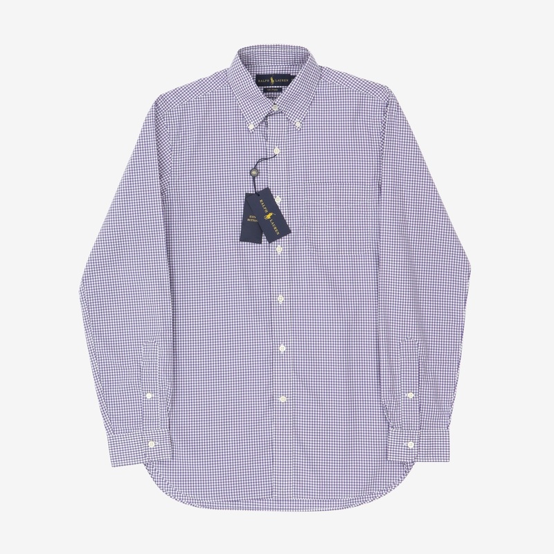120s Poplin Check BD Shirt Purple