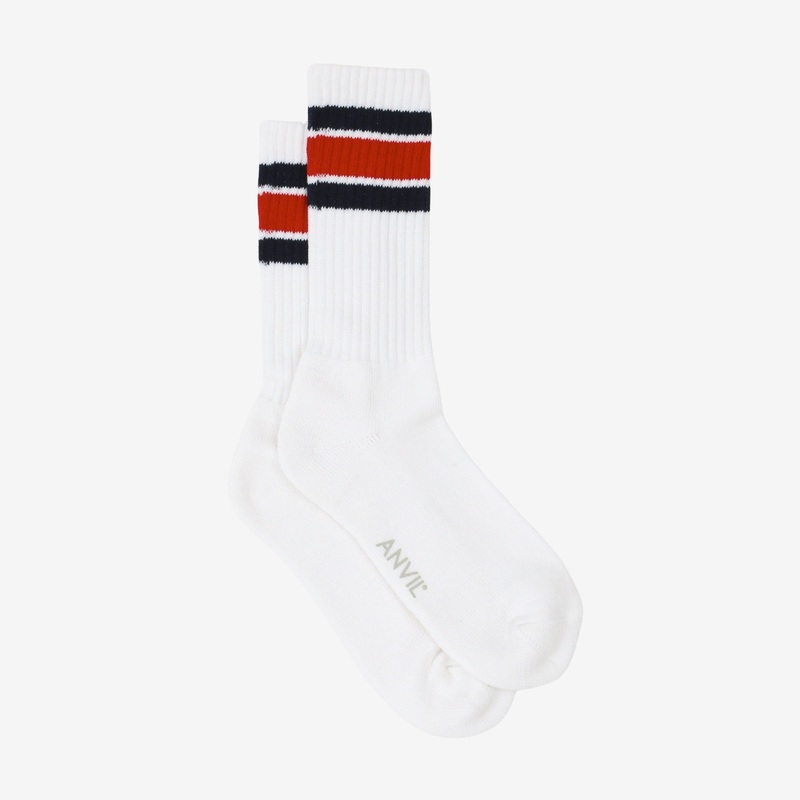USA Cotton Crew Sock – Navy/Red