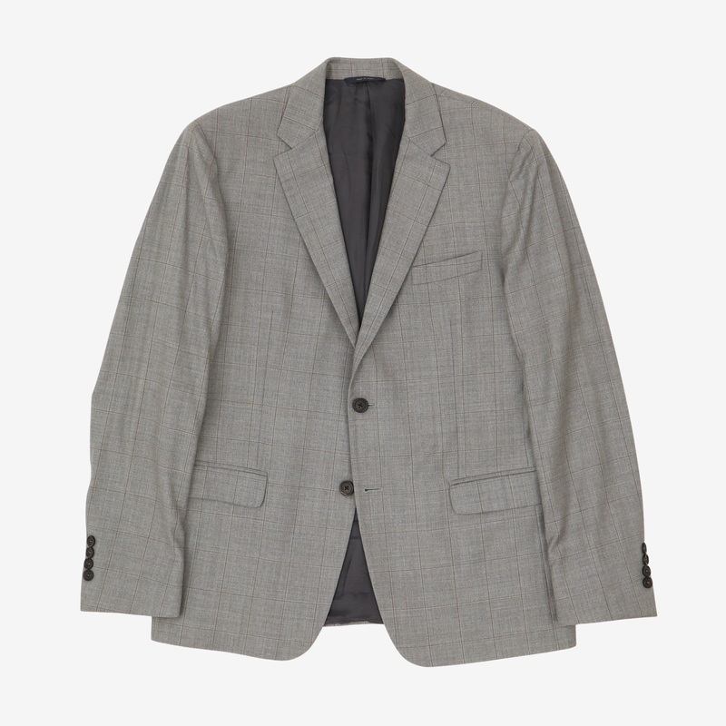 3-Piece Wool Check Suit Grey