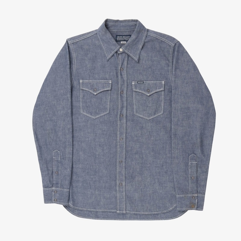 10oz Selvedge Chambray Western Shirt Blue