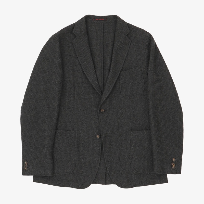 Woven Cotton Blazer Dark Grey