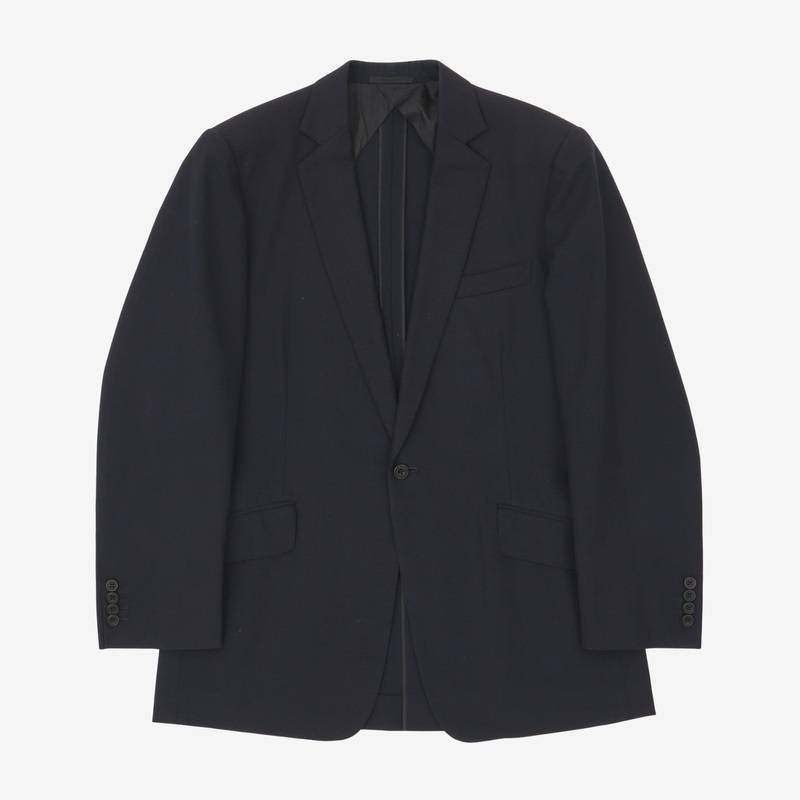 1 Button Hopsack Wool Suit Navy
