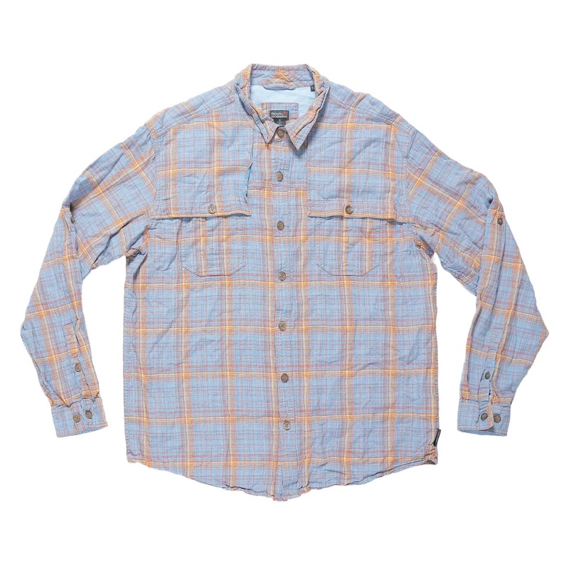 Royal Robbins Button Down Long Sleeve Shirt – Men’s Blue/Orange