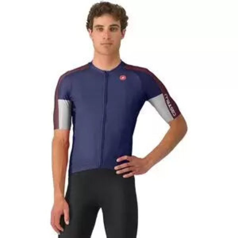 Castelli Entrata 6 Short-Sleeve Jersey Belgian Blue/Deep Bordeaux/Silver Gray