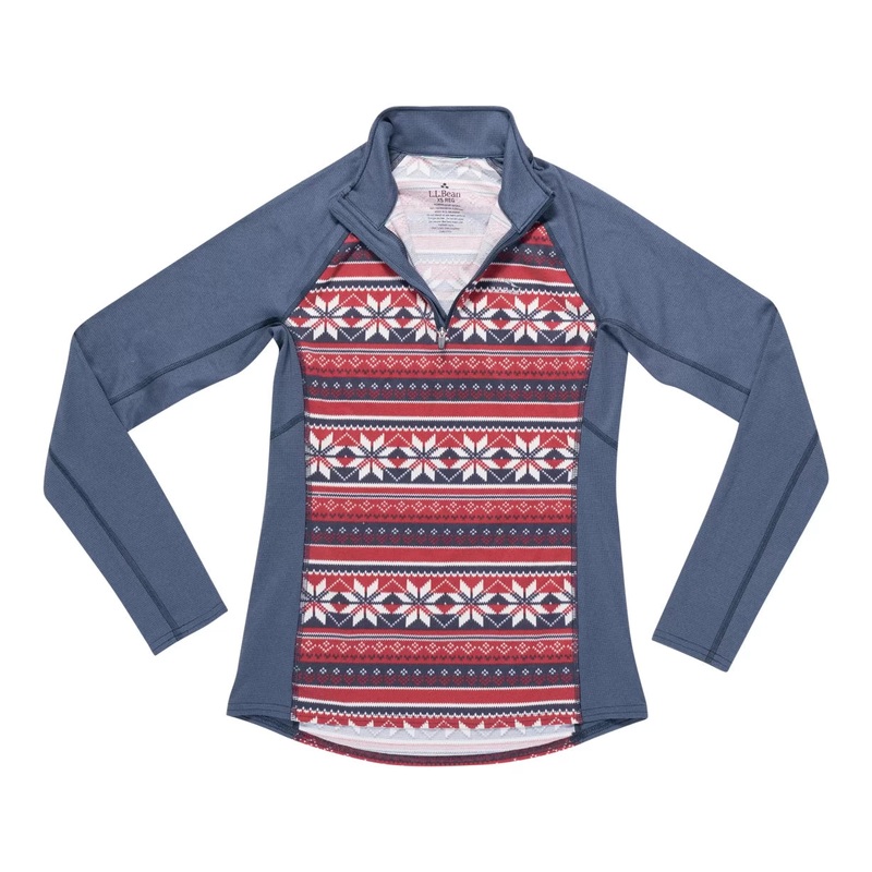 L.L. Bean 1/4-Zip Baselayer Top – Women’s Red/Blue