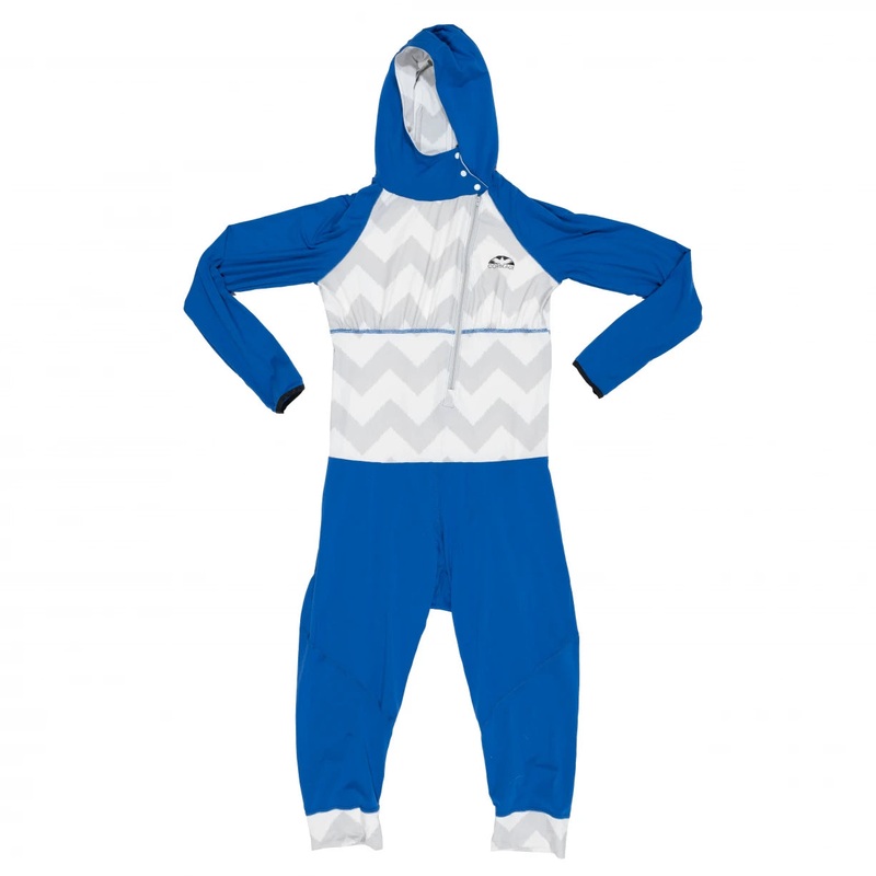 Corbeaux One Piece Hooded Base Layer White/Blue
