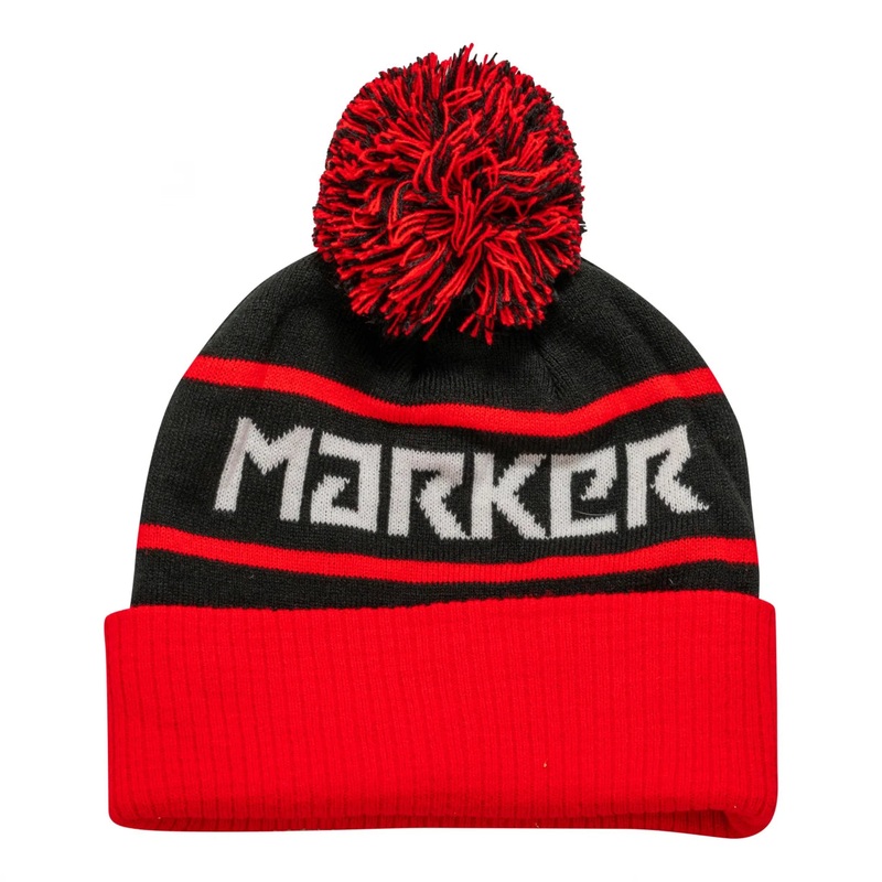 Marker Pom Logo Beanie Black/Red