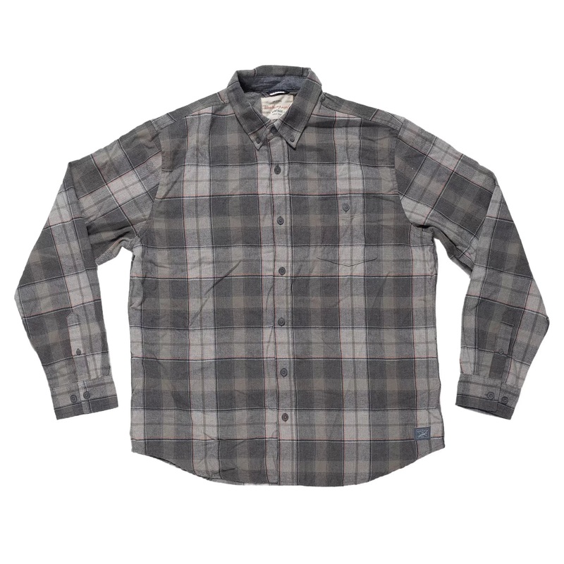 Weatherproof Vintage Sleeve Brushed Flannel in Mojave Desert – Men’s Grey Flannel / Steel Grey