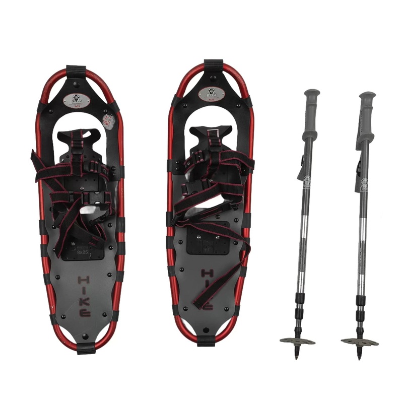 Yukon Charlie’s Hike Snowshoe and Trekking Pole Kit Red