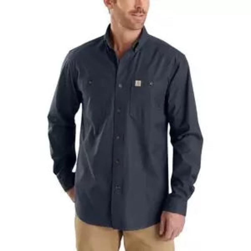 Carhartt Rugged Flex Midweight Canvas Long-Sleeve Shirt Navy