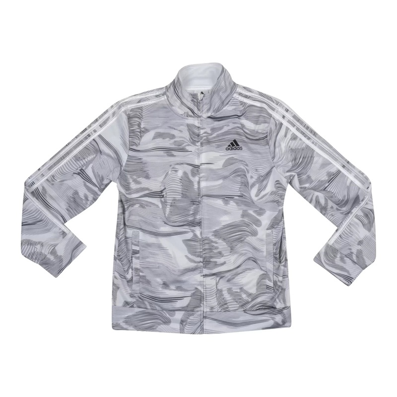 Adidas Full Zip Track Jacket – Boys’ White/Black/Gray
