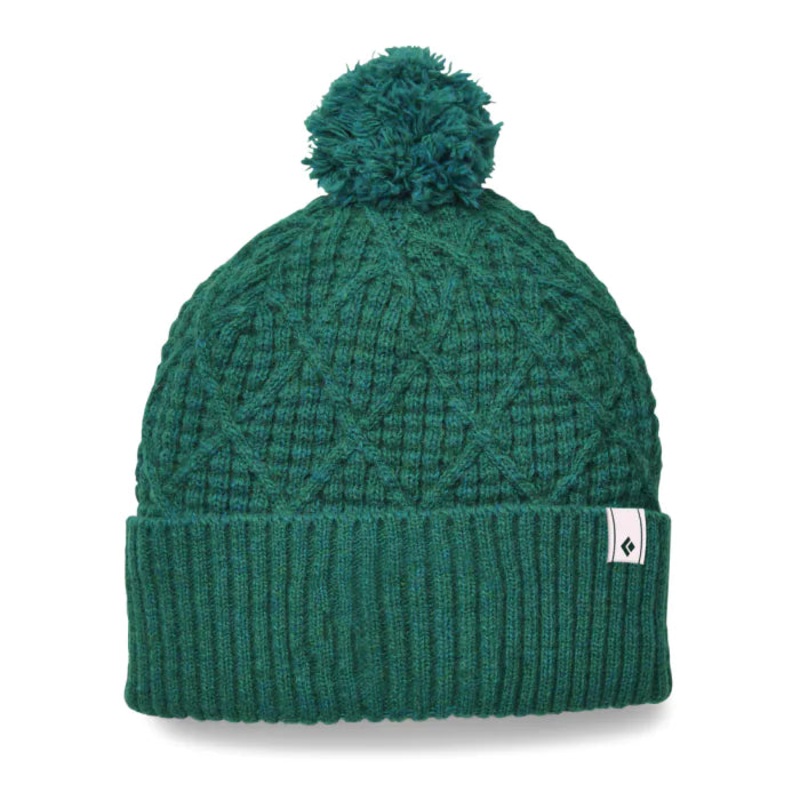 Black Diamond Cable Cuff Pom Beanie Laurel Green