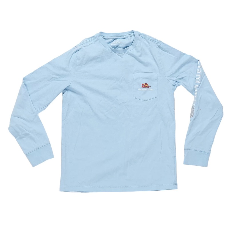 Vineyard Vines Long-Sleeve Pocket Tee – Kids’ Light Blue