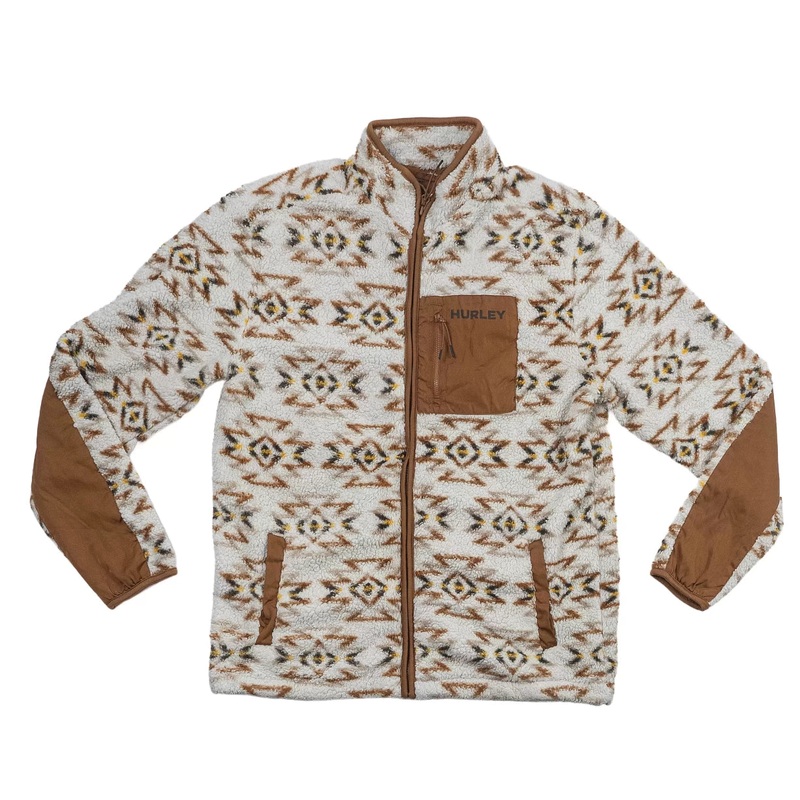 Hurley Printed Sherpa Jacket – Men’s Tan/White
